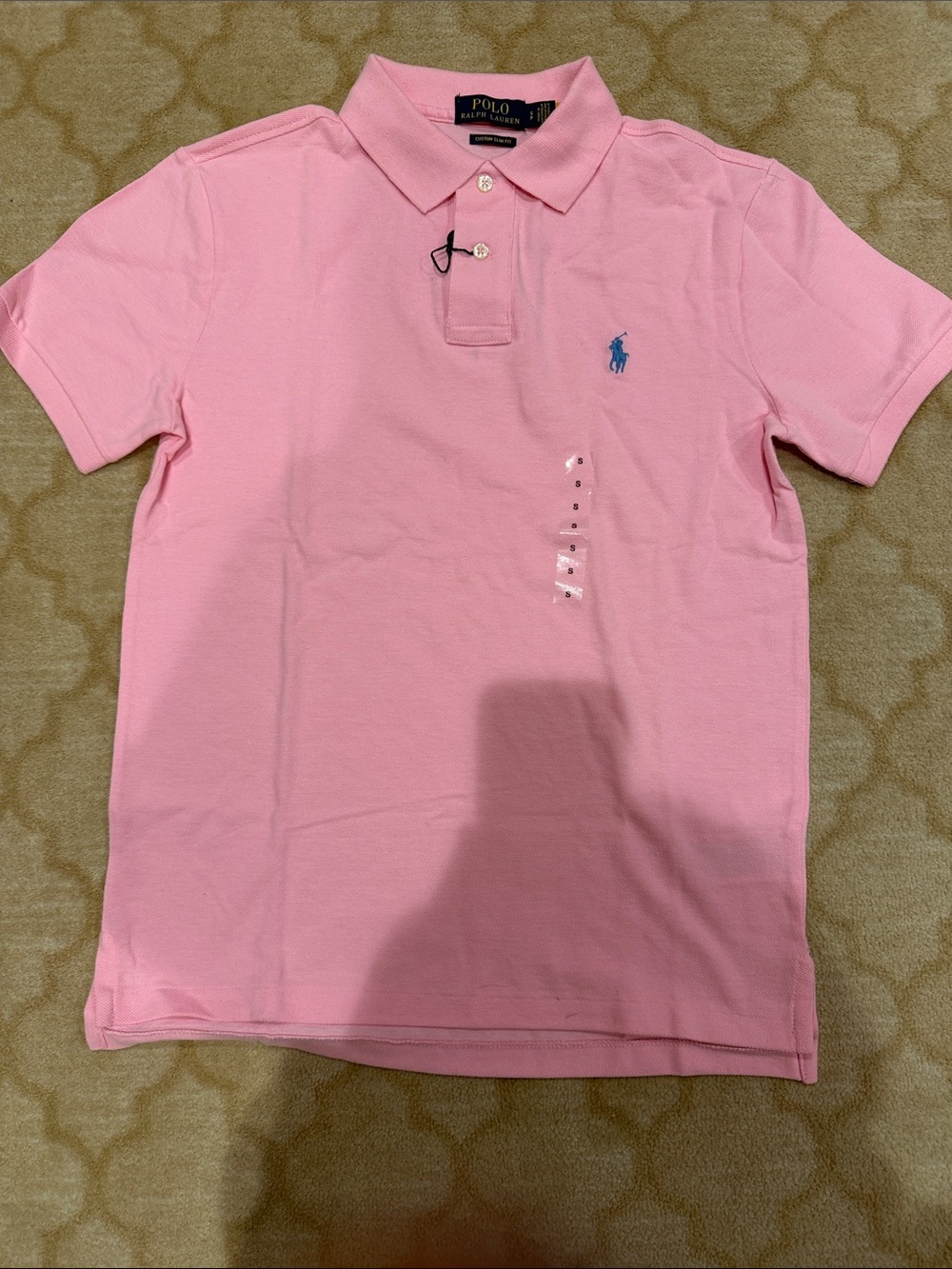 Ralph Lauren Pink Polo with Blue Pony Logo